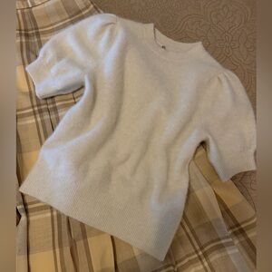 Pretty Cream Wool Angora Blend Puff Sleeve Sweater, Size XSP